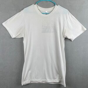 American Apparel XTall White Faded Graphic Crew Cotton T-Shirt Rare USA Mens M
